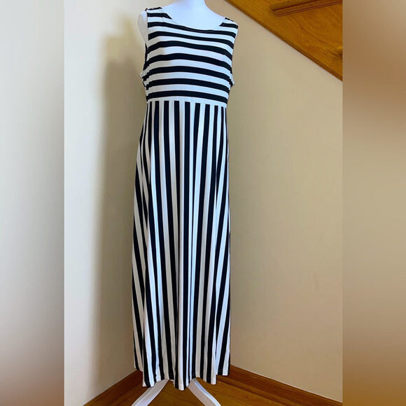 Women’s Casual High Waist Line Maxi Striped Summer Dress Sz S, M, L, XXL MEANEOR - Picture 2 of 13
